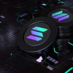 three coins with a market crash background