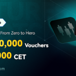 Imagen promocional del evento Bootcamp de Futuros: De principiante a experto, obtén $10.000 en cupones y 100.000 CET de CoinEx con su logo y fondo color verde.