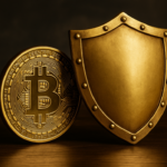 Bitcoin finds his golden shield on the new singer's background