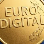 Moneda dorada con la inscripción Euro Digital.