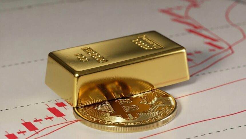 The price of bitcoin measured in gold suffers for the 6th consecutive month