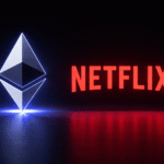 Ethereum and Netflix logos in focus