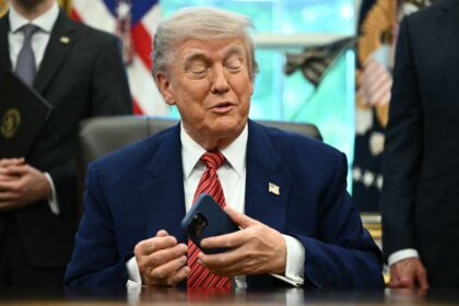 US President Donald Trump speaks after signing executive orders in the Oval Office of the White House in Washington, DC, on May 23, 2025.